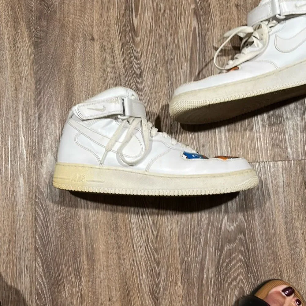 Nike AF1 hi top custom white blue orange 11.5